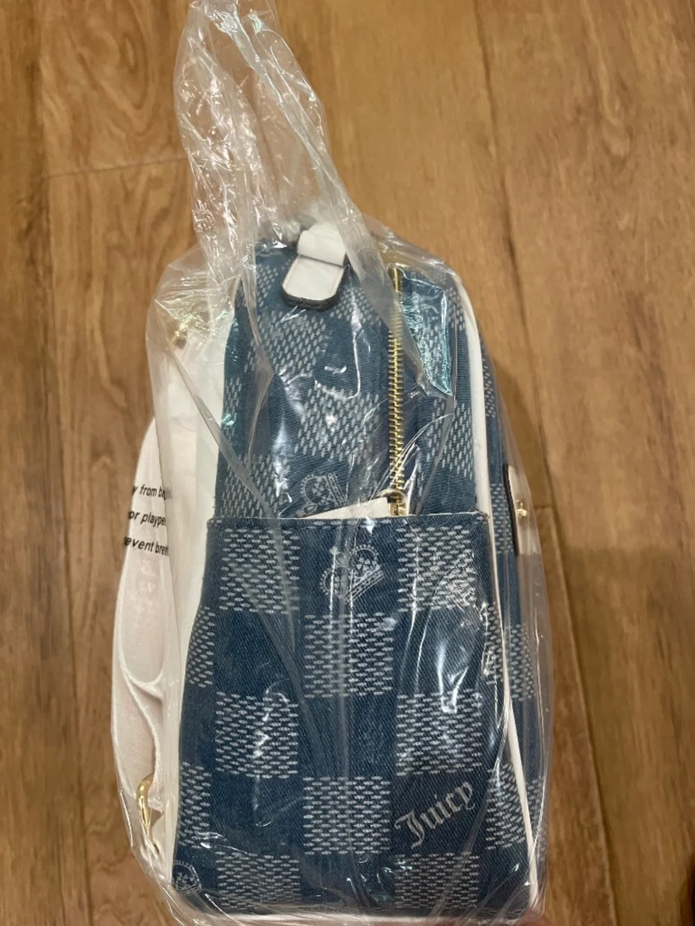 Juicy Couture blue checked backpack NWT